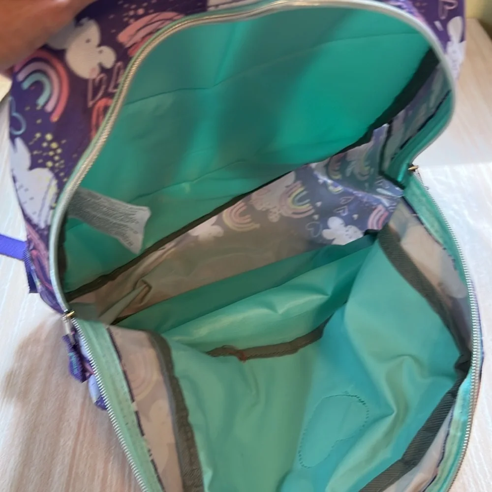 Purple rainbows and sparkles backpack